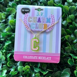 Top Trenz J.V. Charm Club Necklace with Green 'C' Pendant